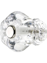Medium Hexagonal Glass Cabinet Knob With Nickel Bolt - view 3