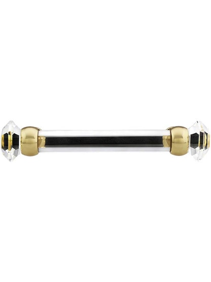 4" On Center Hexagonal Cut Glass Handle With Solid Brass Bases - view 4